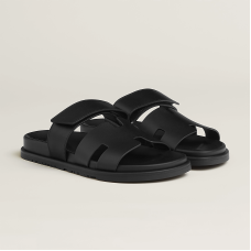 Sandaly skorzane Hermes Chypre Noir, meskie