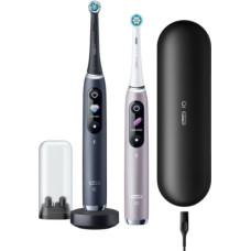 Confezione da 2 spazzolini elettrici Oral-B iO Series 9 Duo, finitura onice nera/quarzo rosa.