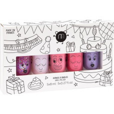 Nailmatic Nailmatic Kids Party zestaw lakierow do paznokci Sheepy 8ml + Polly 8ml + Cookie 8ml + Kitty 8ml + Piglou 8ml